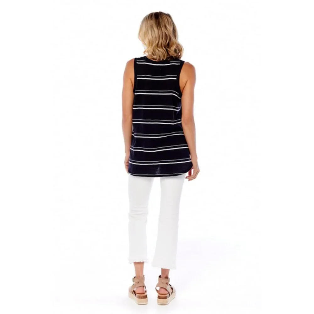 Mud Pie Black RIO STRIPE TANK TOP/NWT/Medium